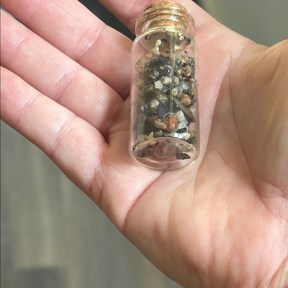 One Miniature Glass Bottle Filled with Maine Beach Pebbles and Sea Glass - Picture 3 of 3